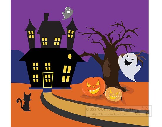 halloween clipart with haunted house ghosts pumpkins 1018