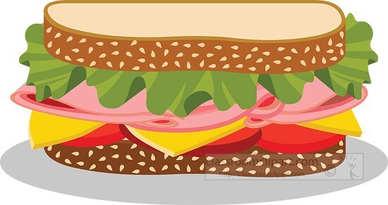 ham with veg sandwich food clipart