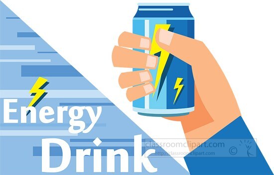 hand holding can of energy drink clipart