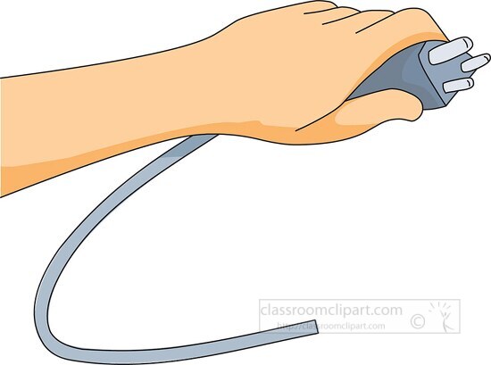 Hand holding electric plug Clipart