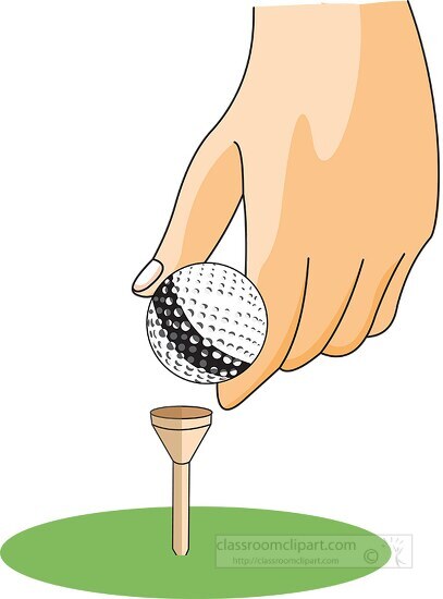 hand placing golf ball on tee clipart