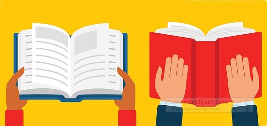 hands holding books clipart