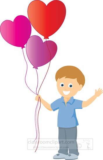 happy boy balloons valentines clipart