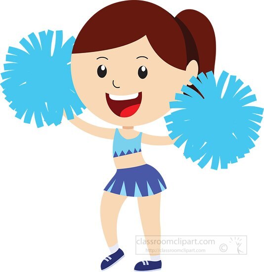 happy cheerleader cheering with pom pom clipart