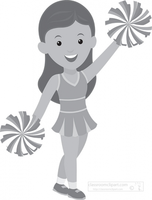 happy cheerleaders in green dress gray clipart 2