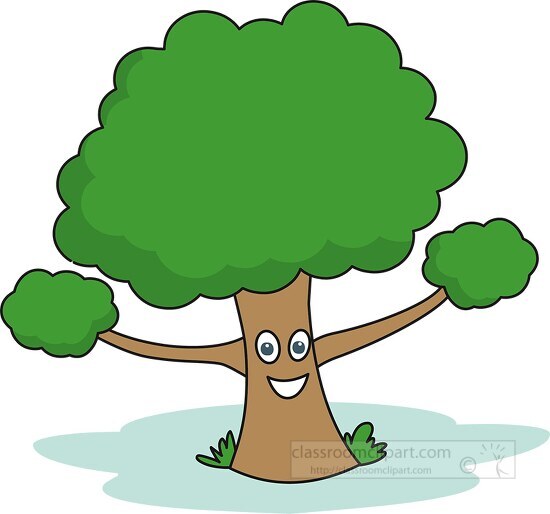 happy tree character clipart