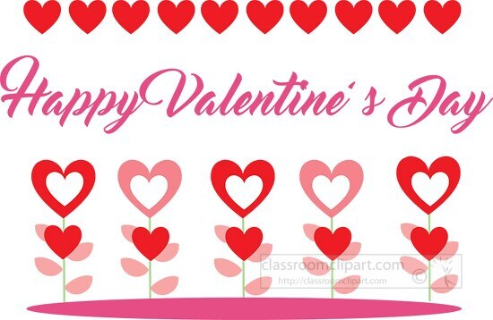 happy valentines day hearts cute flowers clipart