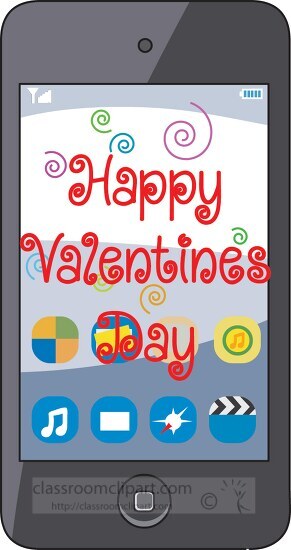 happy valentines day message on phone clipart.eps