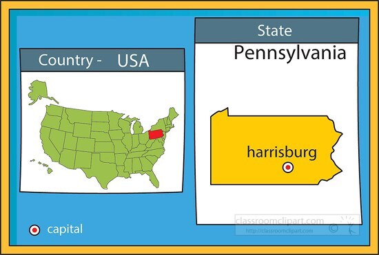harrisburg pennsylvania state us map with capital
