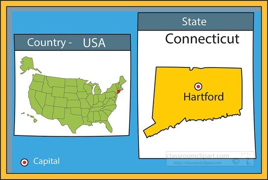 hartford connecticut state us map with capital