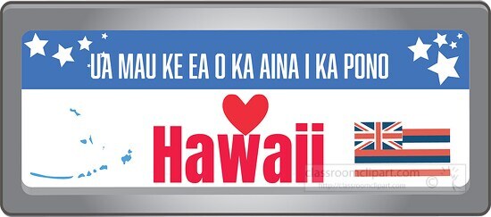 hawaii state license plate with motto clipart