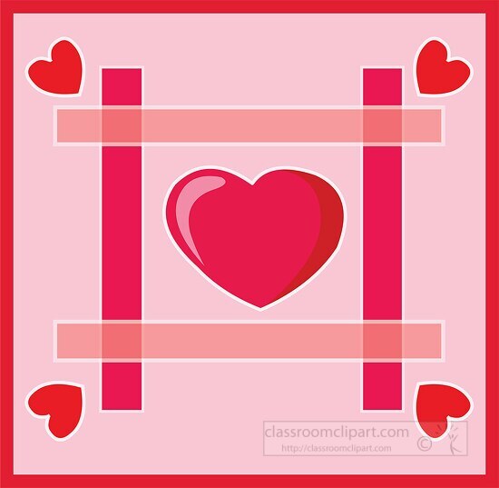 Valentines Day Clipart-heart on pink square with design clipart