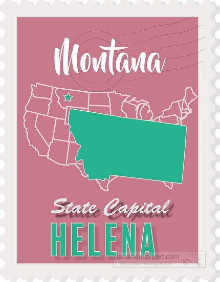 helena montana state map stamp clipart