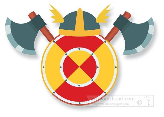 helmet shield and axe vikings clipart