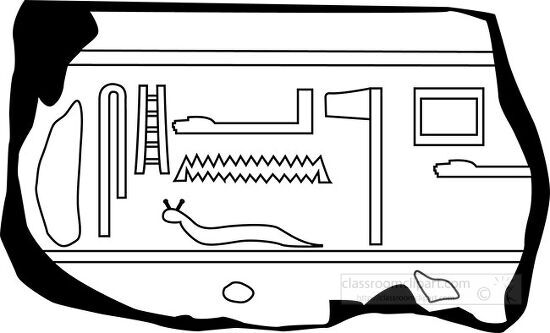 hieroglyphs on a tablet clipart outline