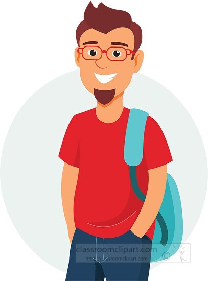 high school student with backpack at school clipart clipart