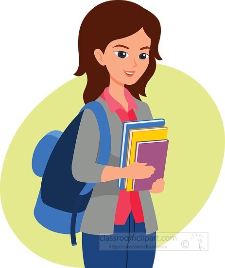 high school teenage girl with backpack
