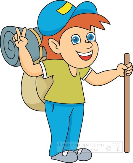 Camping Clipart-hiker with backpack sleeping bag