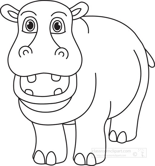 Hippopotamus Clipart-hippo black white outline clipart