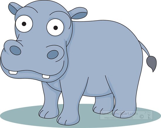 hippo character with large eyes teeth clipart