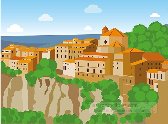 historic walled city cuenca spain clipart