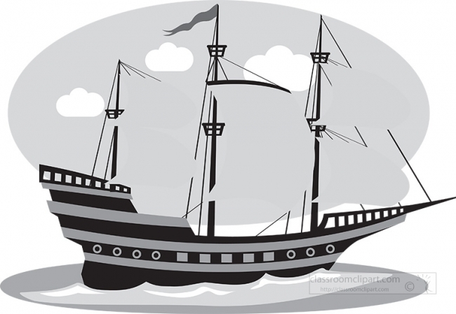 historical wooden sailing ship gray color 2