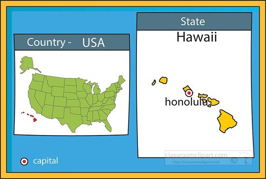 honolulu hawaii state us map with capital