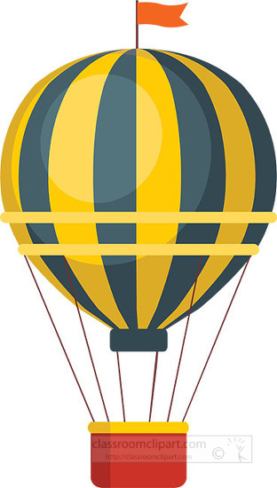 hot air balloon with yellow black srips clipart