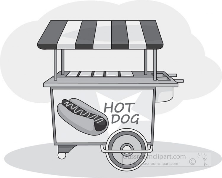 hot dog cart stand gray clipart