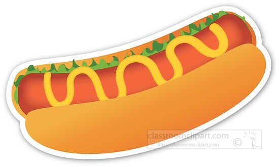 hot dog with mustard clipart