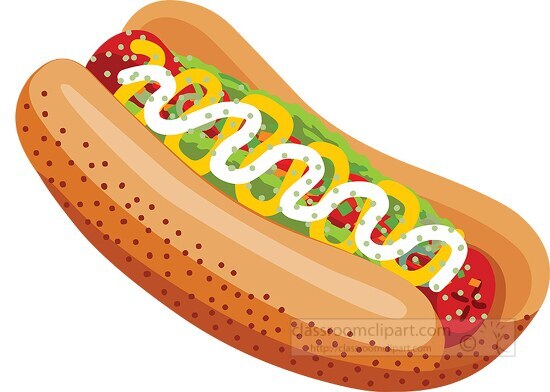 hot dog with vegitables clipart