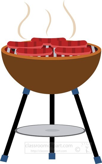 hot dogs on barbaque grill clipart