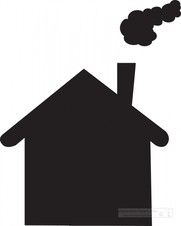 house with chimney smoke silhouette