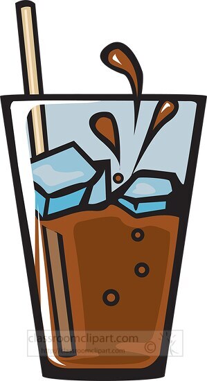 ice tea with ice cubes in a glass clipart