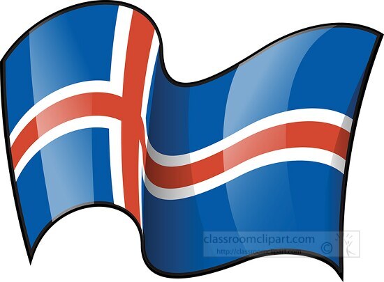 Iceland wavy country flag clipart