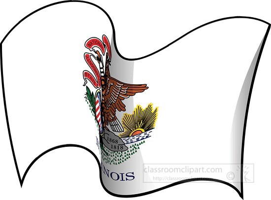 illinois state flag waving clipart