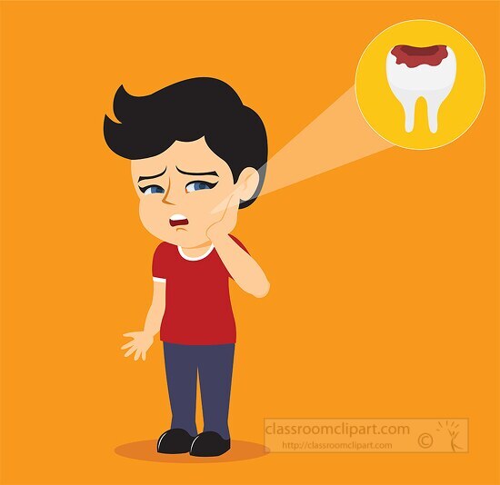 illustration of boy having toothache clipart