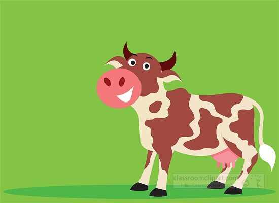 illustration of cartoon style spotted dairy cow clipart