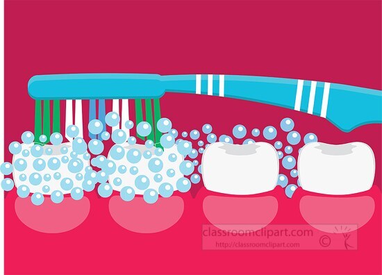 illustration of tooth brush brushing teeth insight mouth clipart