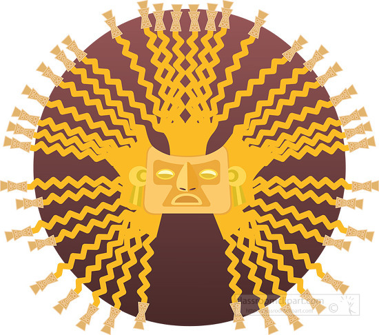 inca civilization gold sun mask clipart