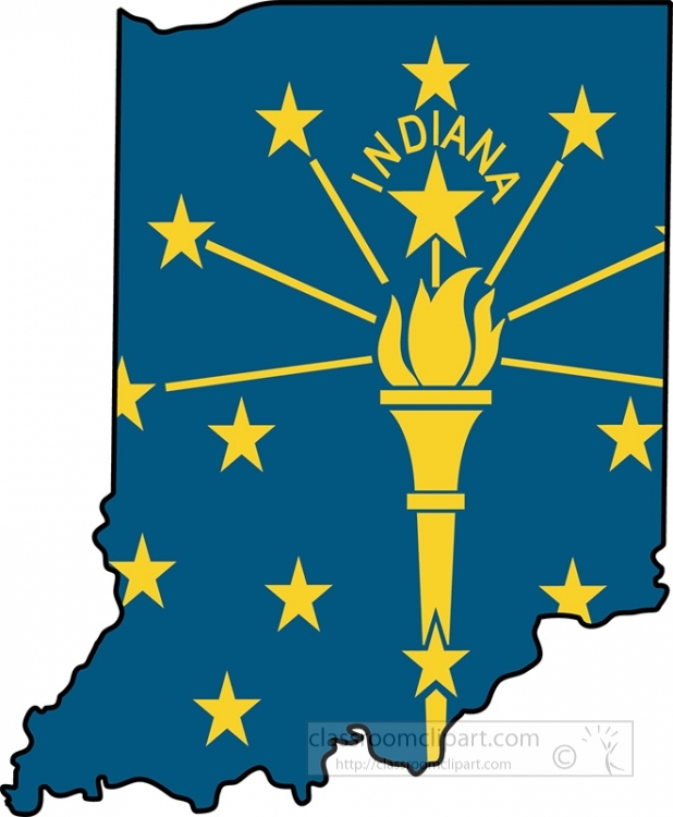 indiana state map with state flag overlay clipart image