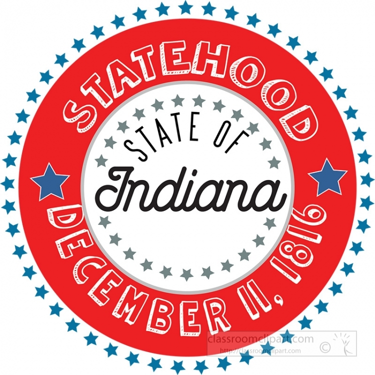 Indiana Statehood 1816 date statehood round style with stars cli