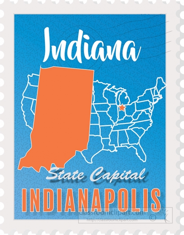indianapolis indiana state map stamp clipart