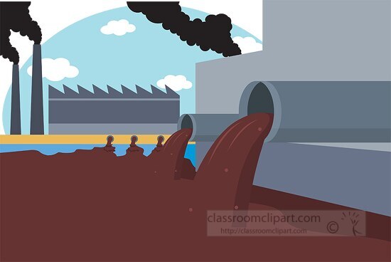 industrial waste exhaustion air and water pollution clipart