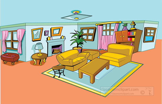 interior home with living room cartoon style
