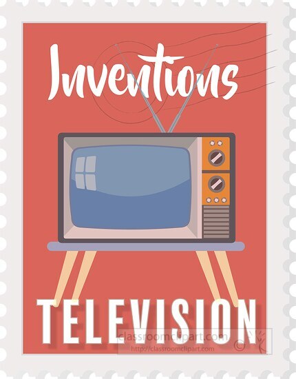 inventions the television stamp style clipart
