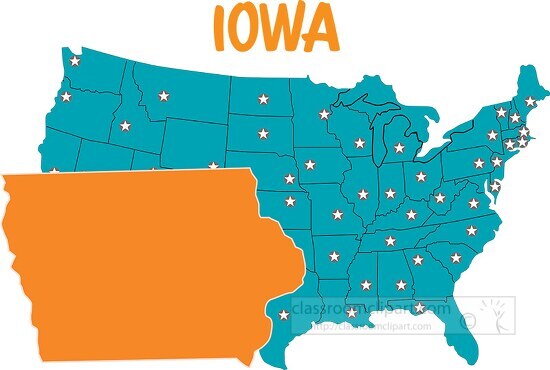 iowa map united states clipart