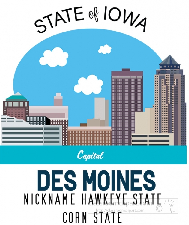 iowa state capital des moines nickname clipart