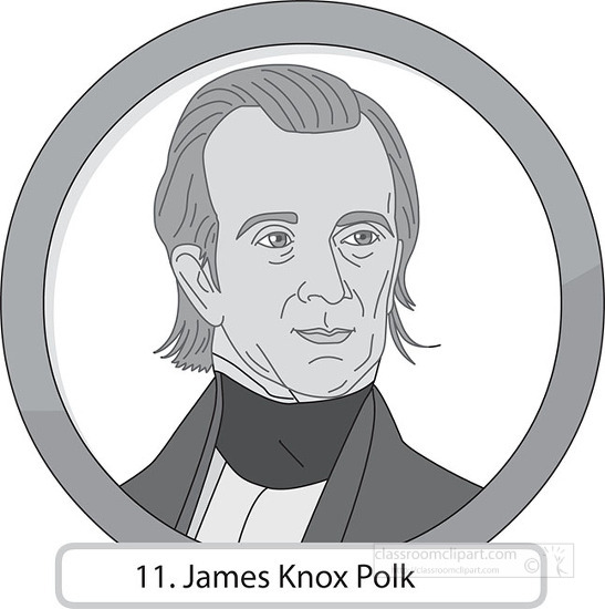 James Knox Polk President Gray Color Clipart