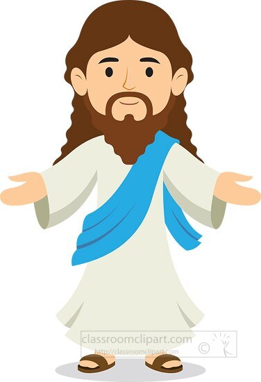 jesus character with open hands christian religion clipart